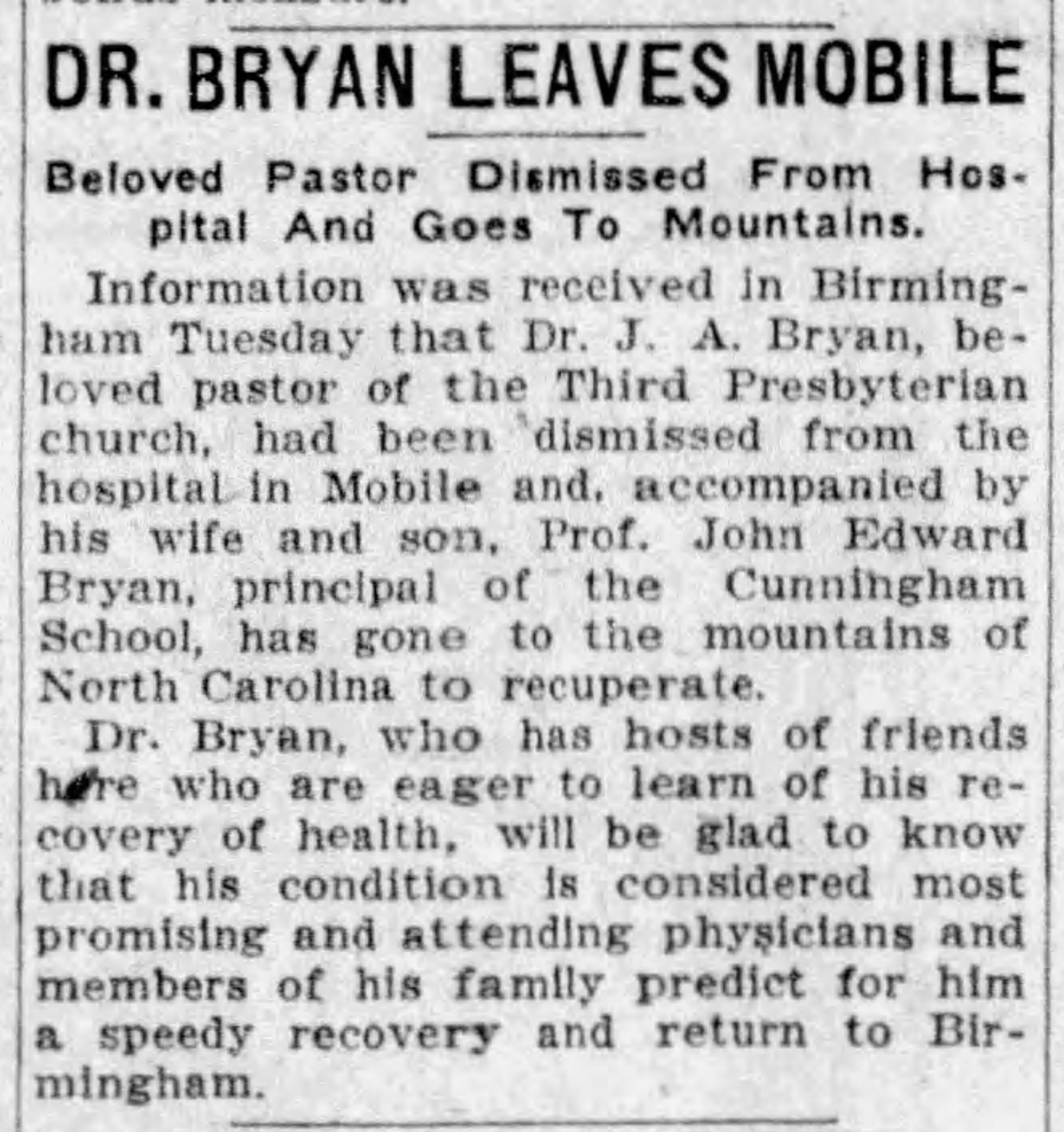 Dr. Bryan Leaves Mobile